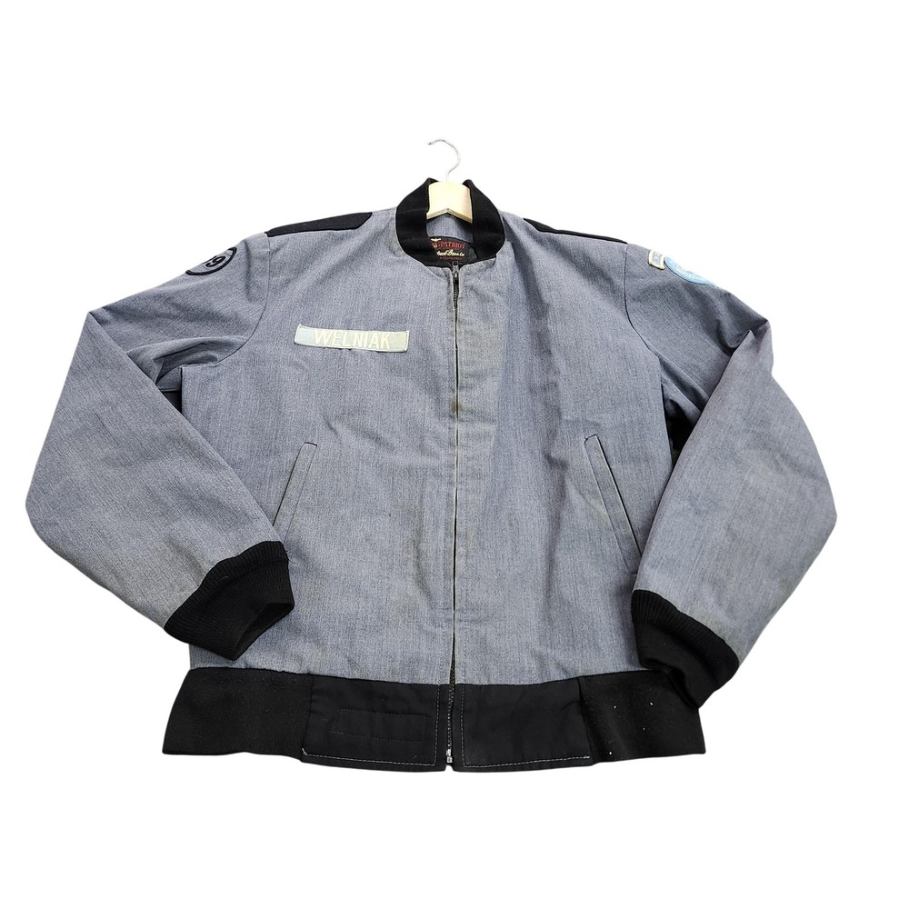 Patriot Weintraub Bros Co Vintage Military Bomber Jacket Blue Gray Mens XL